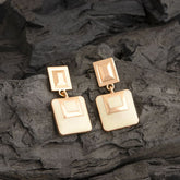 Gold Plated Geometric Shaped Enamel Artwork Designed Fashion Western Earring