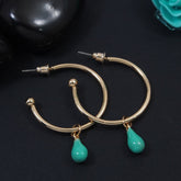 Gold Plated Colourful Beads Hoops Earring