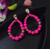 Gold Plated Exaggerated Colourful Resin Round Beaded Western Drop Earring