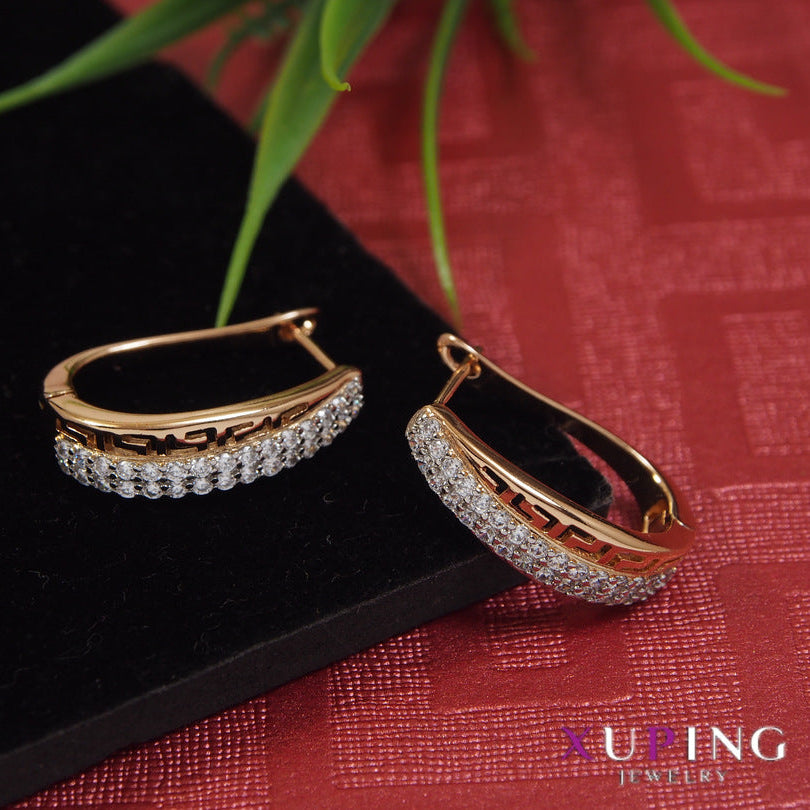 Gold Plated Curve Shaped Cubic Zicronia Xuping Earring – Tarohi