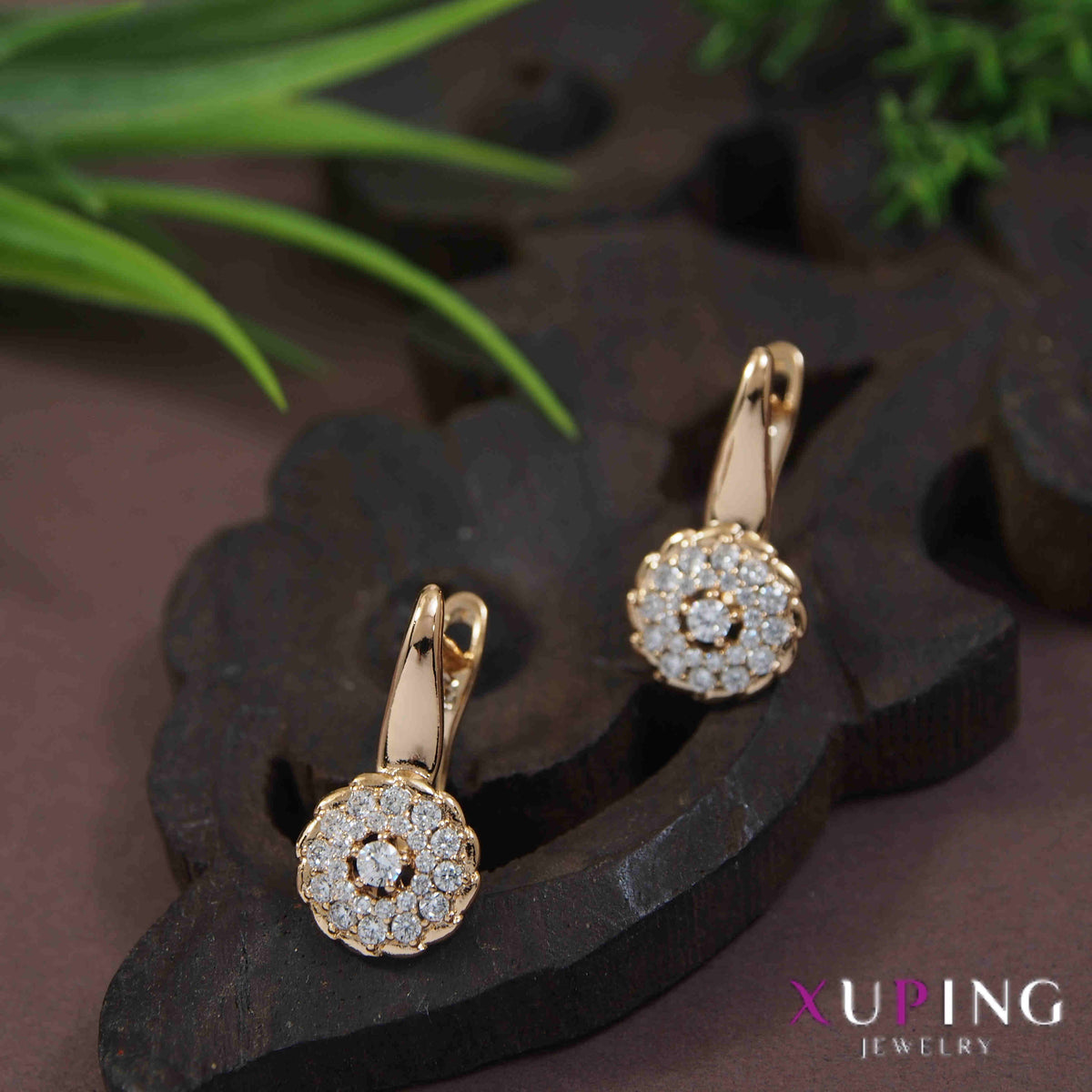 Gold Plated Floral Shaped Cubic Zicronia Xuping Earring- XPNGER 4536