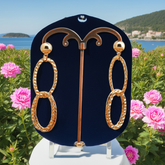 ( Pack Of 3 ) Gold Plated Hand Crafted Geometric Drop Earring