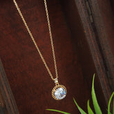 Gold/Rosegold Plated Round Shape Cubic Zirconia Chain Pendant Necklace
