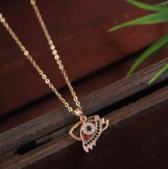 Stainless Steel Gold Plated Evil Eye Spinning Pendent Necklace- SSNK 4332