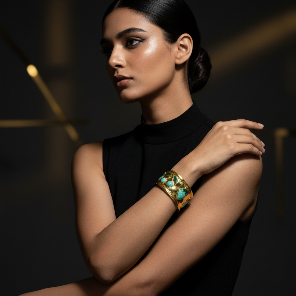 Adjustable  gold plated Cuff Kada