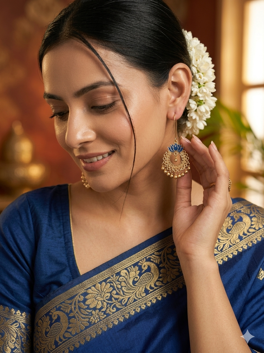 The Lotus Hoop Filigree Dangles An Antique Gold/Silver Plated Enamel Dangler Earring