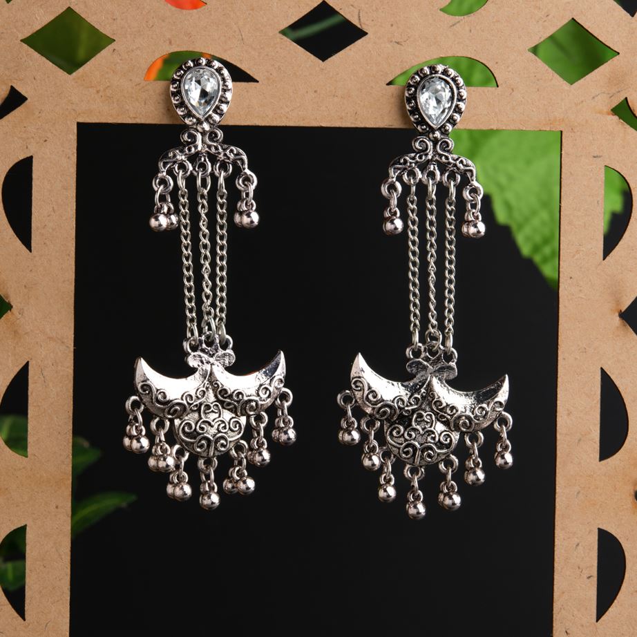Silver / Gold Plated Chandbali Style With Beads Fashion Antique Earring
