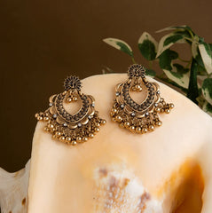 Silver / Gold Plated Floral Design Artwork With Beads Fashion Antique Earring- AER 1538