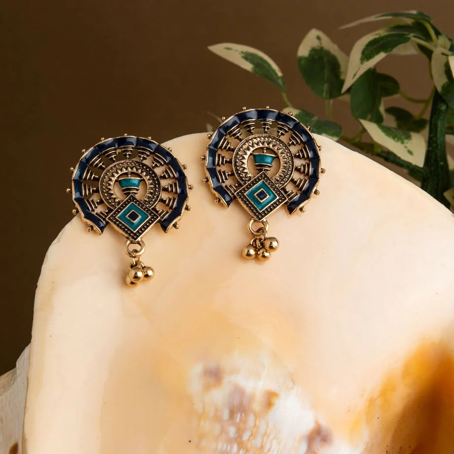 Antique Silver/Gold Plated Colored Enamel Work Earring