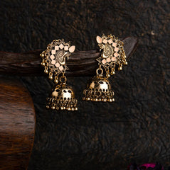 Gold Plated Peacock Design Enamel Artwork Fashion Antique Jhumki Earring- AER 1657