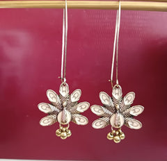 Silver/Gold Plated Long Hook Closure Hanging Peacock Enamel Artwork Design Antique Fashion Earring- AER 1660