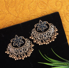 Antique Gold Plated Floral Chandbali Stud Earring- AER 2793