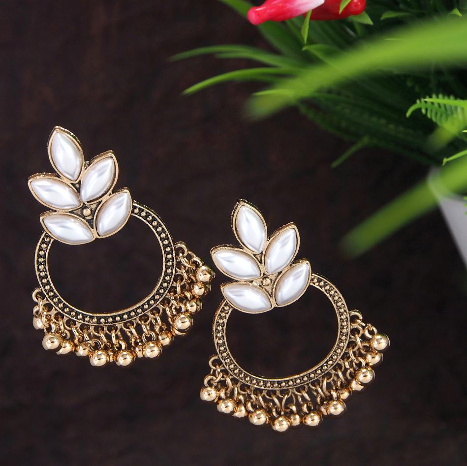 Antique Gold Plated Multicoloured Kundan Chandbali Earring- AER 2802