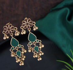 Antique Gold Plated Dual Colour Dangle Earring- AER 2804