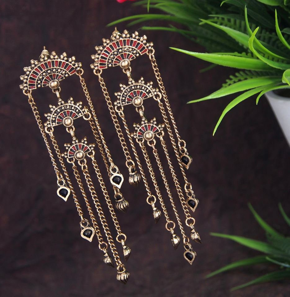 Antique Gold Plated Mandala Tassel Earring