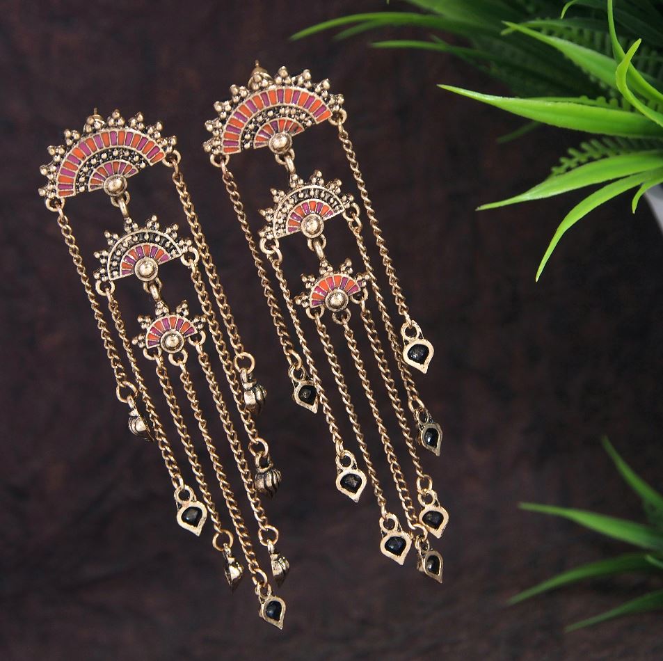 Antique Gold Plated Mandala Tassel Earring- AER 2806