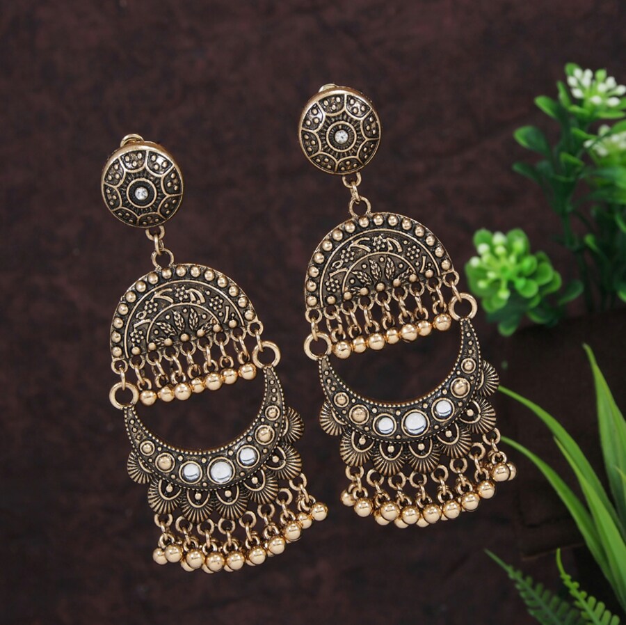 Antique Gold/Silver Plated Chand Bali  Earring- AER 3183
