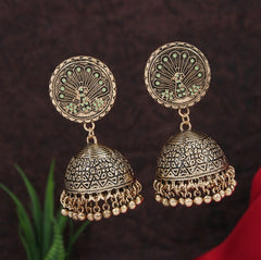 Antique Gold/Silver Plated Multicoloured Jhumki Earring- AER 3184
