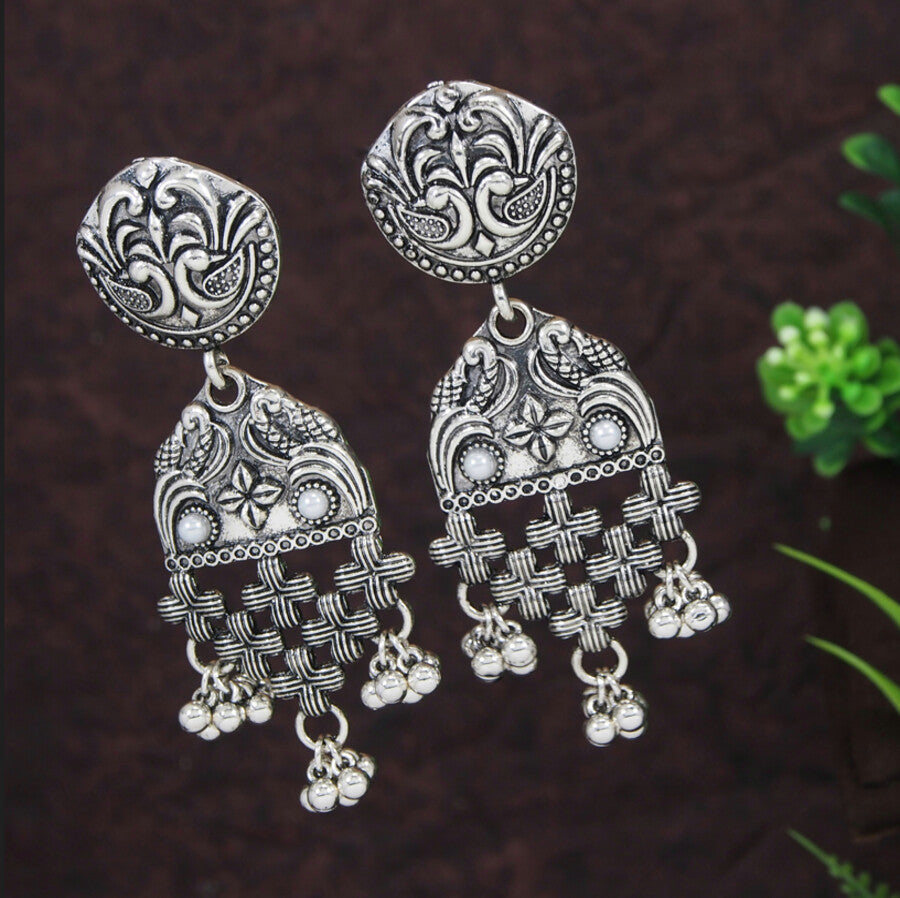 Antique Gold/Silver Plated Peacock Design Jhumki Earring- AER 3185