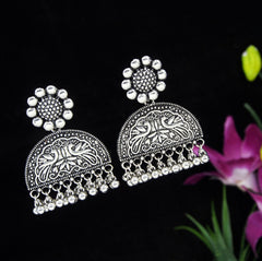 Antique Gold/Silver Plated Chand Bali Golden Beads Fancy Earring- AER 3196