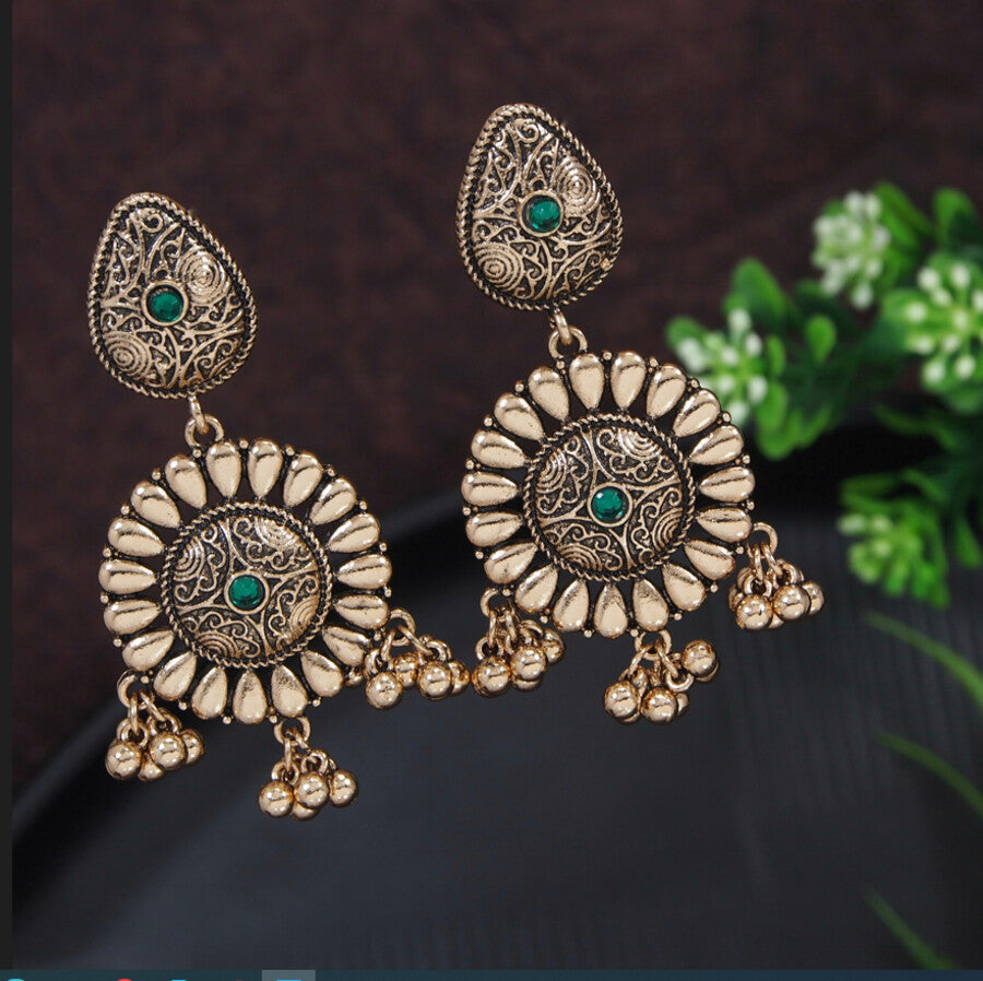 Antique Gold/Silver Plated Floral Trendy Drop Earring- AER 3199