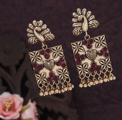 Antique Gold/Silver Plated Casual Hanging Peacock Design Earring- AER 3207