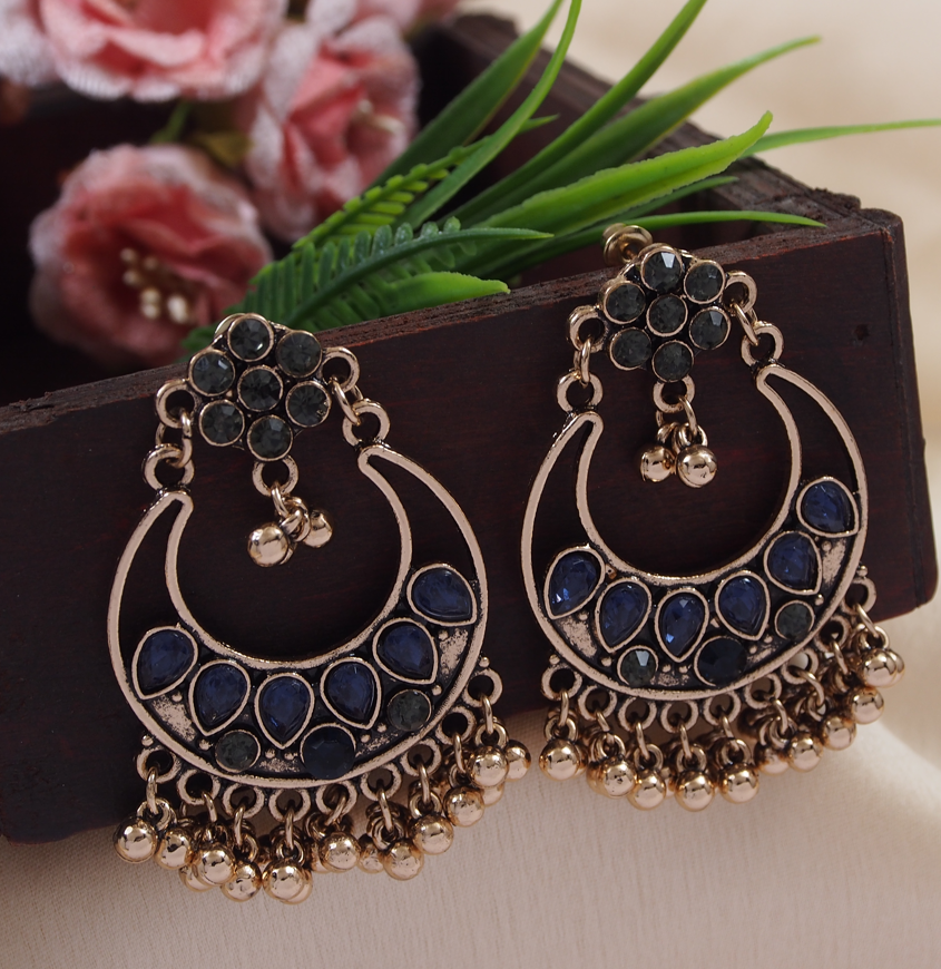 Antique Gold /silver plated Chandbali hanging Beads Fashion Earring- AER 3216