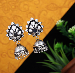 Antique Silver Plated Multi Coloured Trendy Jhumki Earring- AER 3580