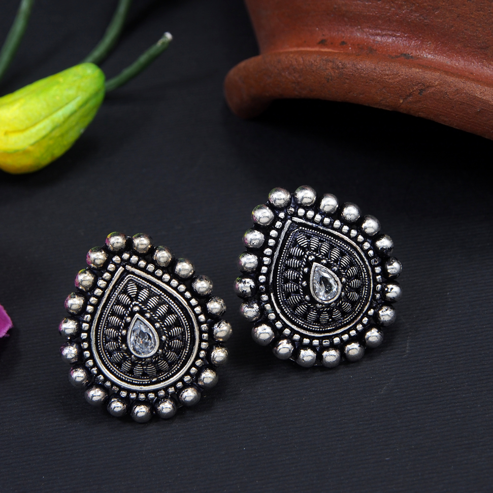 Silver Plated Teardrop Multi Coloured Artwork Antique Earring