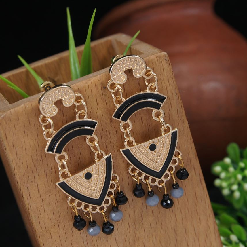 Antique Gold/Silver Plated Tribal Multi Coloured Dangle Earring