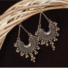 Antique Silver / Gold Chandbali Long Chain Dangle Oxidized Earring- AER 412