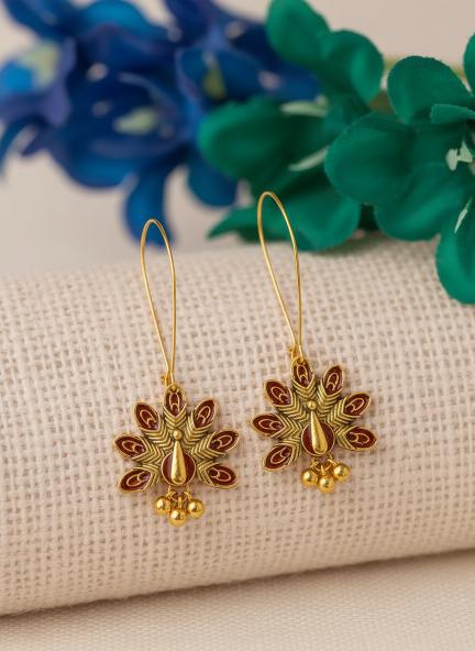 Silver/Gold Plated Long Hook Closure Hanging Peacock Enamel Artwork Design Antique Fashion Earring