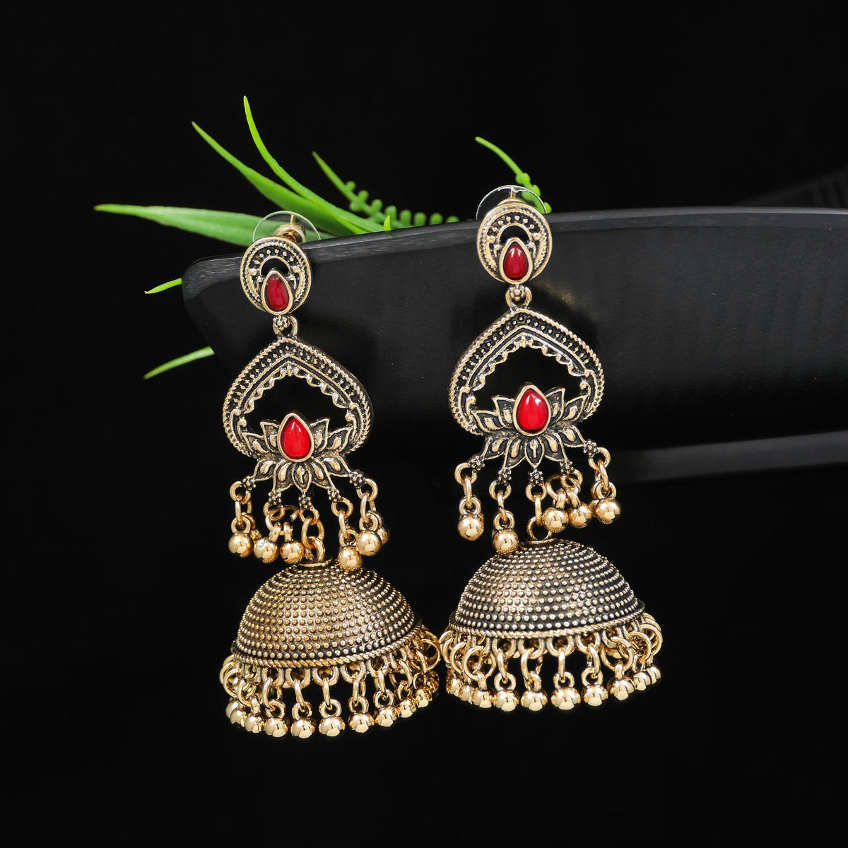 Antique Gold/Silver Plated Dual Coloured Enamel Dangler Earring