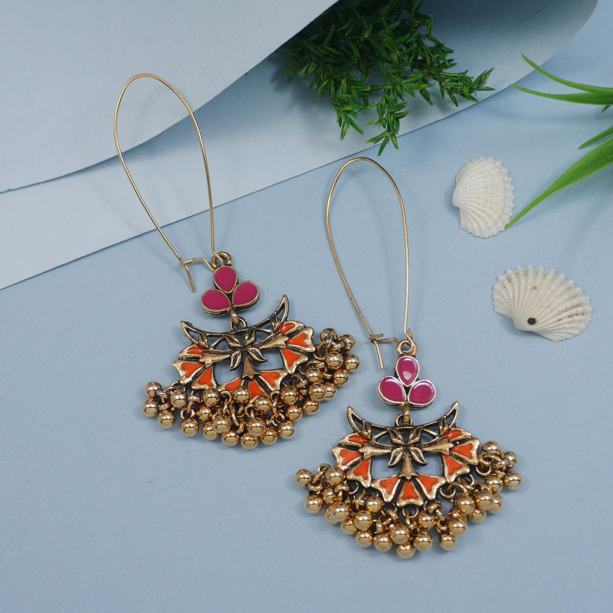 Antique Gold/Silver Plated Dual Coloured Enamel Dangler Earring