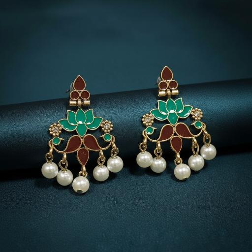 Antique Gold/Silver Plated Dual Coloured Enamel Dangler Earring