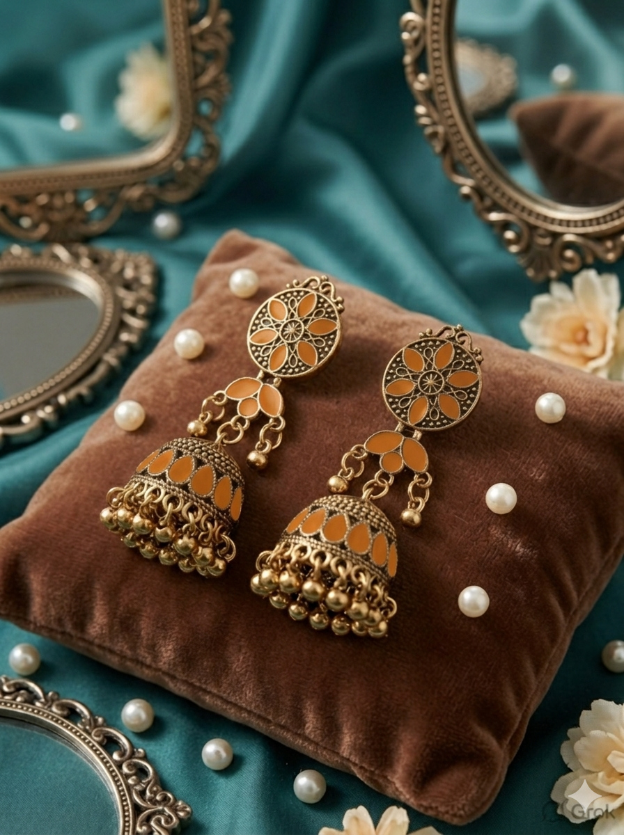 Antique Gold/Silver Plated Dual Coloured Enamel Dangler Earring
