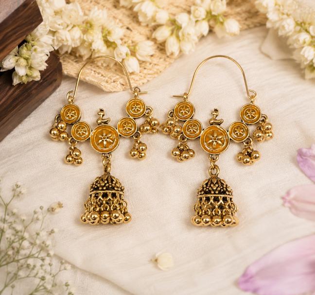 Antique Gold/Silver Plated Dual Coloured Enamel Dangler Earring