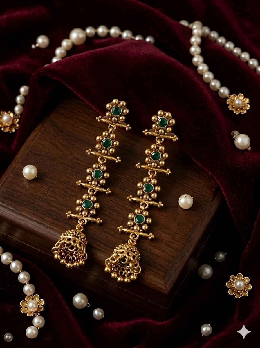 Antique Gold/Silver Plated Dual Coloured Enamel Dangler Earring