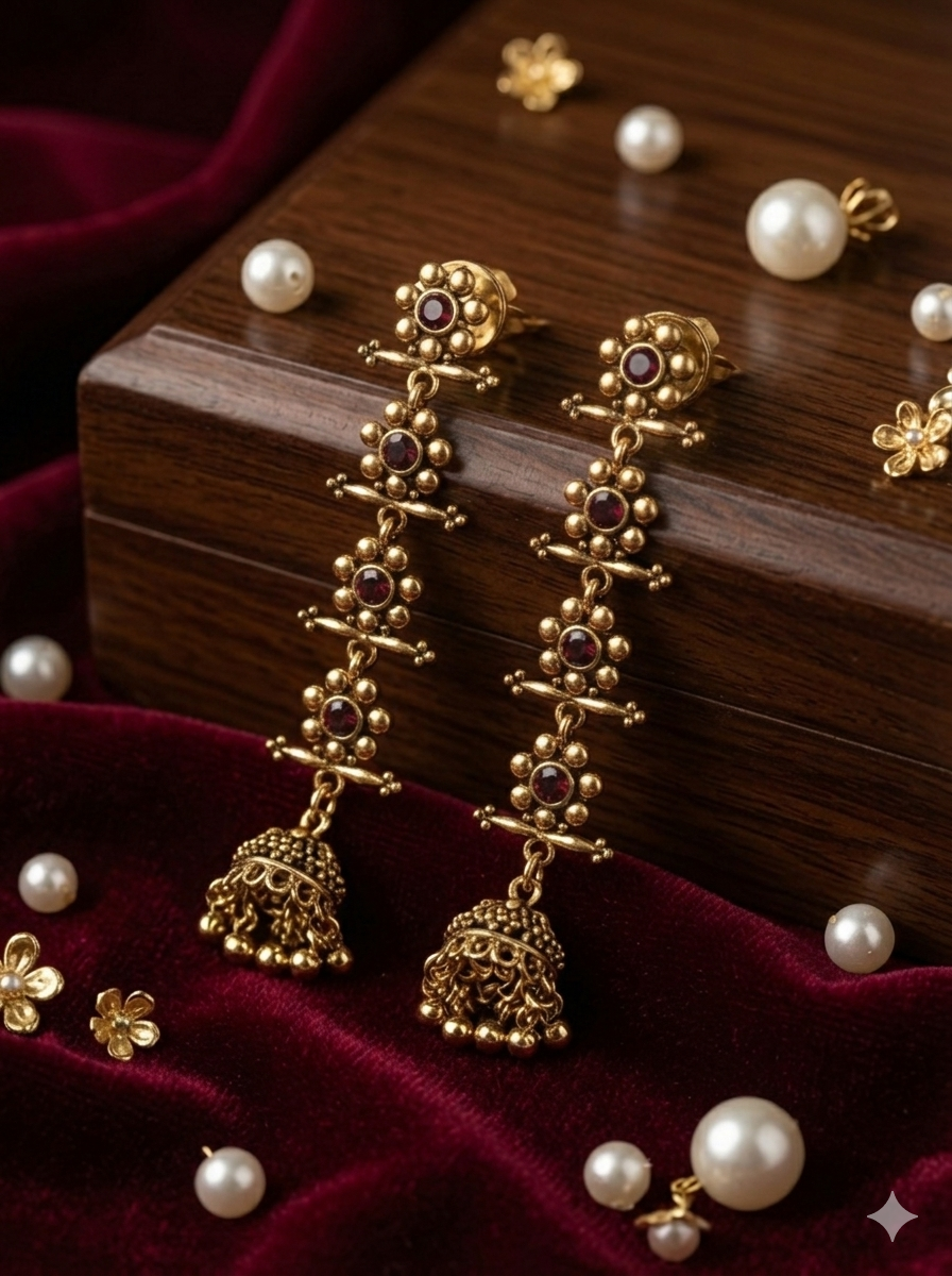 Antique Gold/Silver Plated Dual Coloured Enamel Dangler Earring