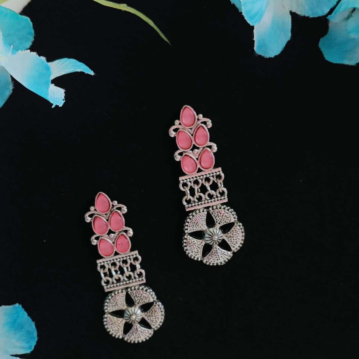 Floral Design Stone Studed Antique Earring