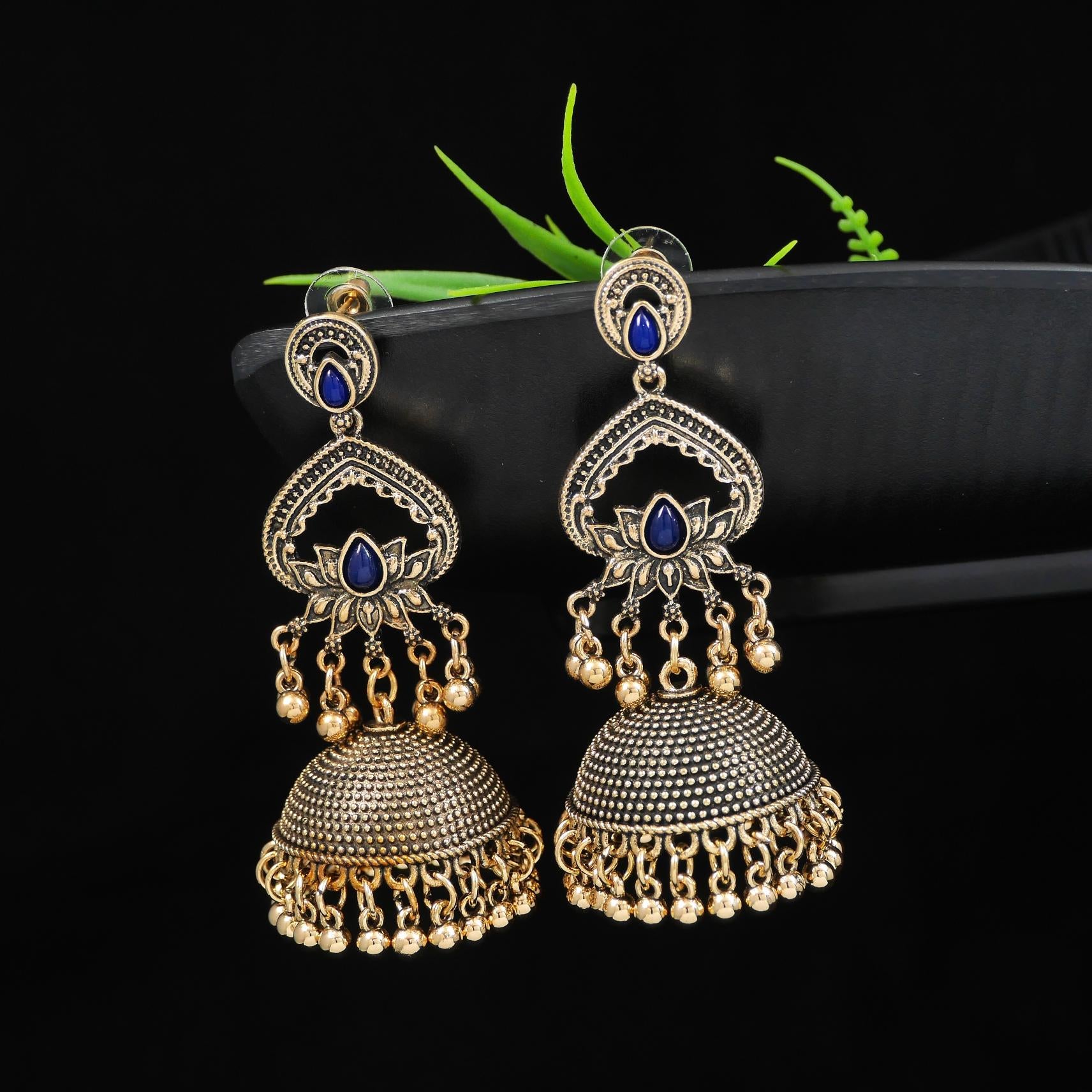 Antique Gold/Silver Plated Dual Coloured Enamel Dangler Earring