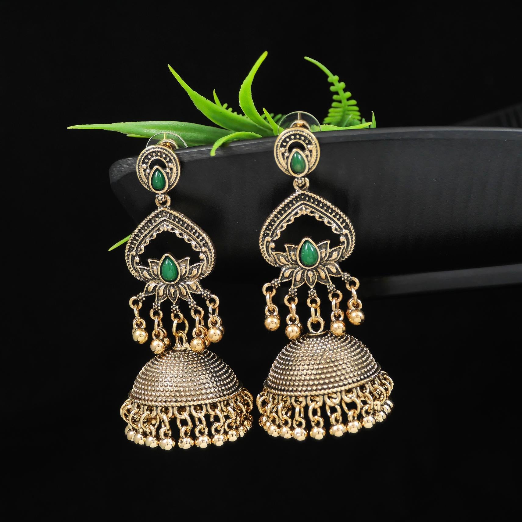 Antique Gold/Silver Plated Dual Coloured Enamel Dangler Earring