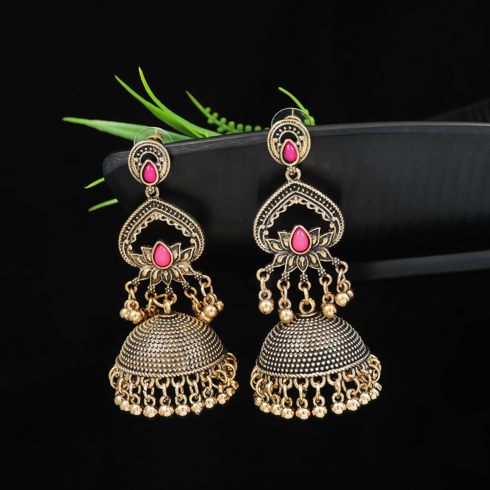 Antique Gold/Silver Plated Dual Coloured Enamel Dangler Earring