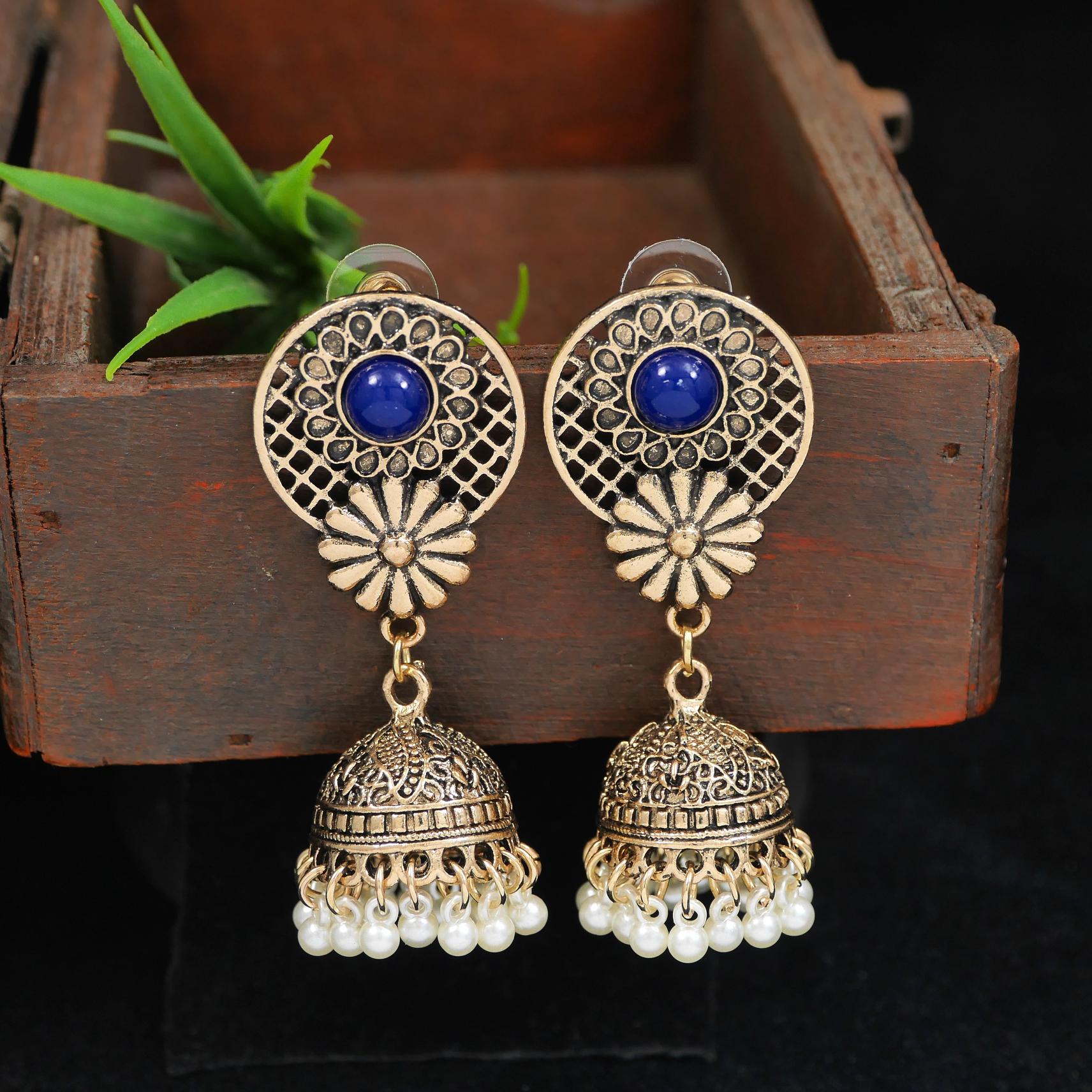 Antique Gold/Silver Plated Dual Coloured Enamel Dangler Earring