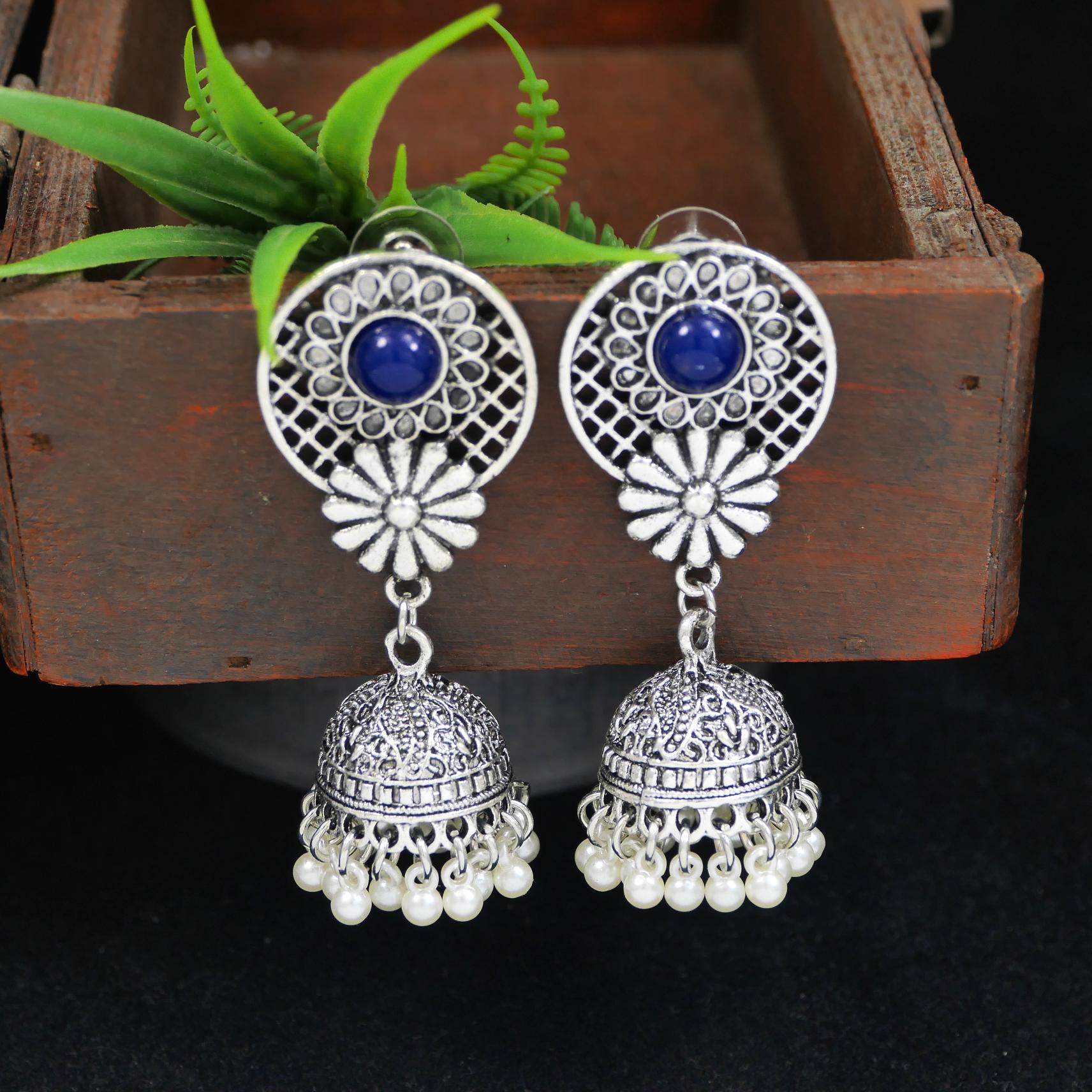 Antique Gold/Silver Plated Dual Coloured Enamel Dangler Earring