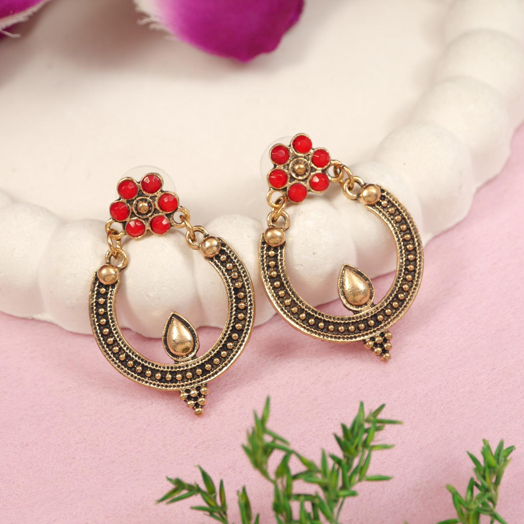 Antique Gold/Silver Plated Dual Coloured Enamel Dangler Earring