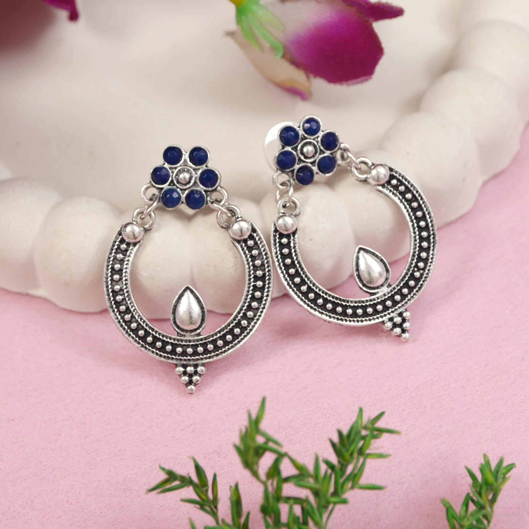 Antique Gold/Silver Plated Dual Coloured Enamel Dangler Earring