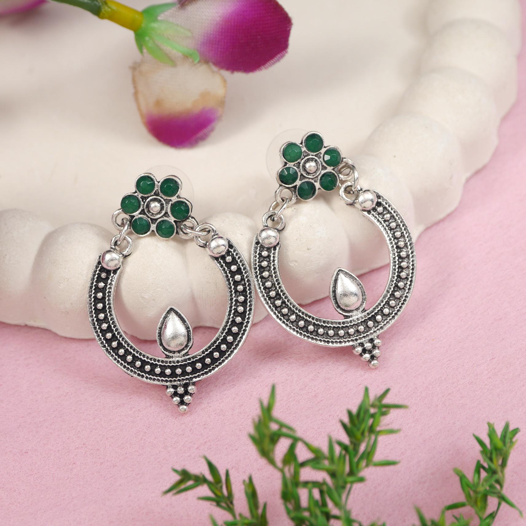 Antique Gold/Silver Plated Dual Coloured Enamel Dangler Earring