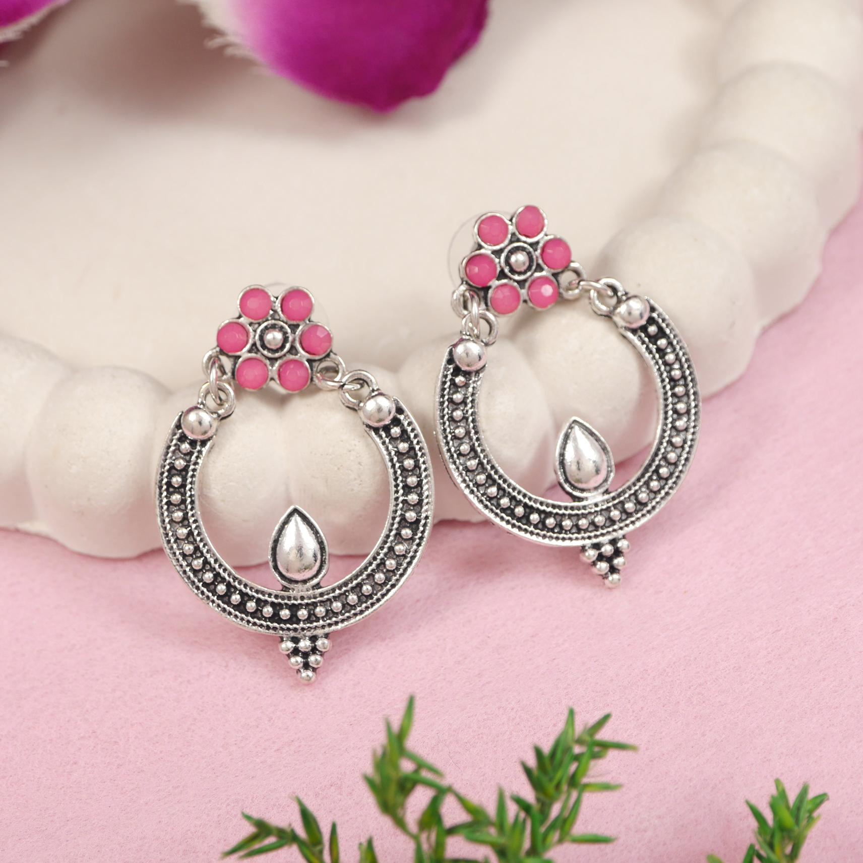 Antique Gold/Silver Plated Dual Coloured Enamel Dangler Earring