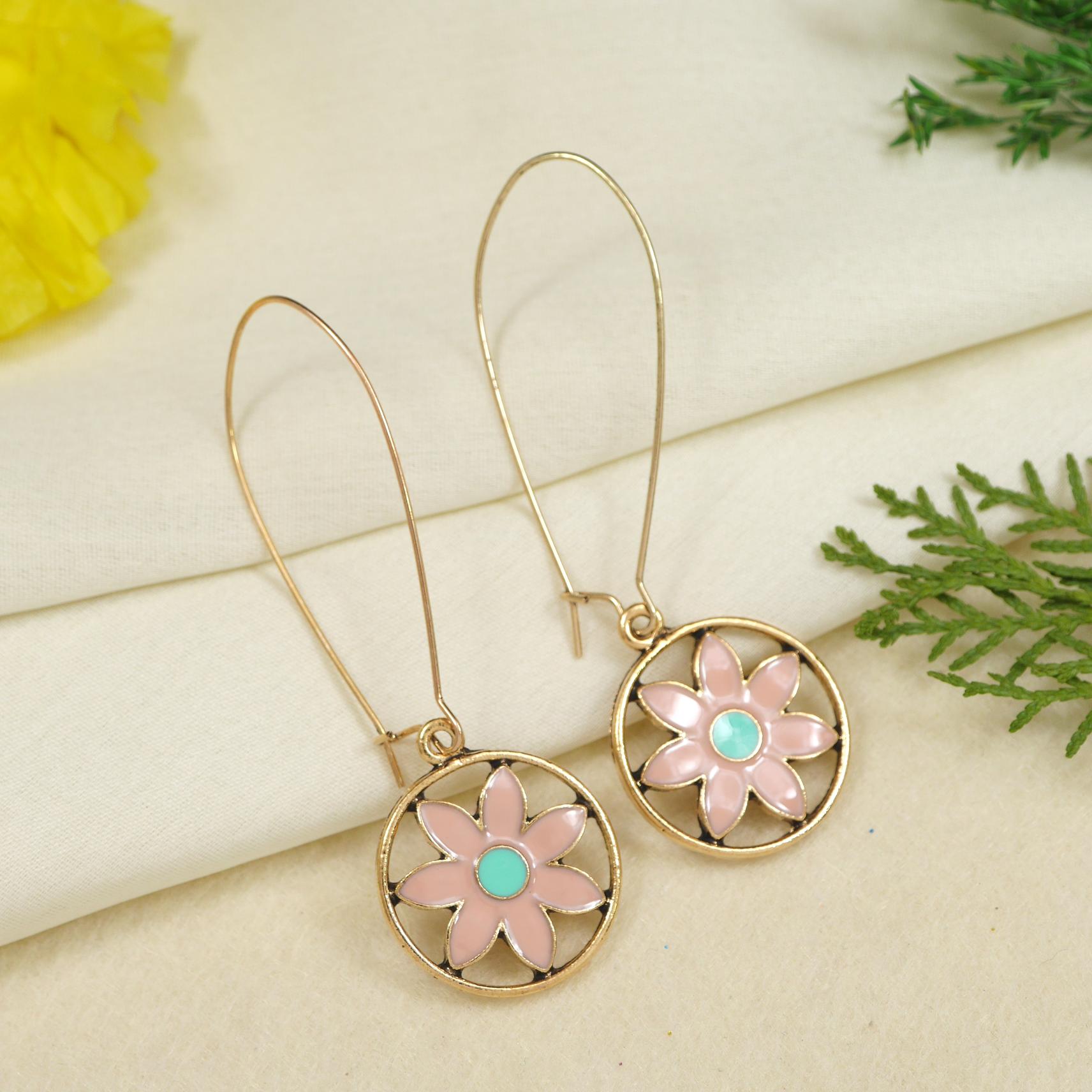 Antique Gold/Silver Plated Dual Coloured Enamel Dangler Earring